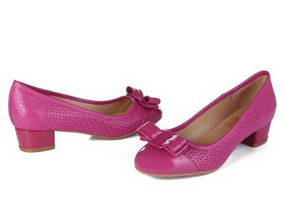 Ferragamo Shallow mouth Block heel Shoes Women--015